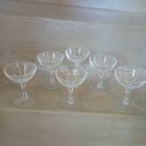 6 antique crystal champagne glasses