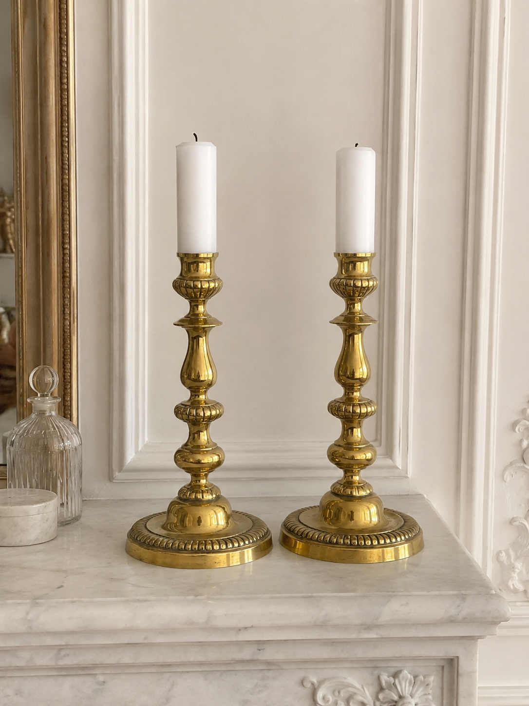 Pair of brass candlesticks in Louis Philippe style