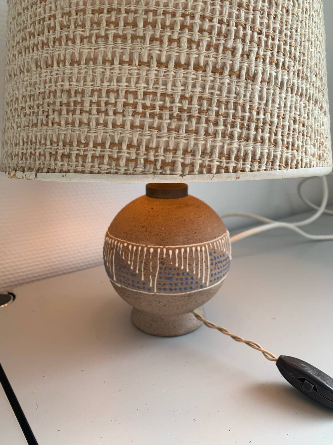 Art Deco glazed ceramic ball lamp, circa 1940