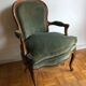 Fauteuil bergère vert style Louis XV