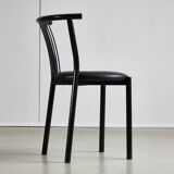 Black leather and steel dining chairs - set of 4