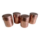 Set of 4 covered copper pots
