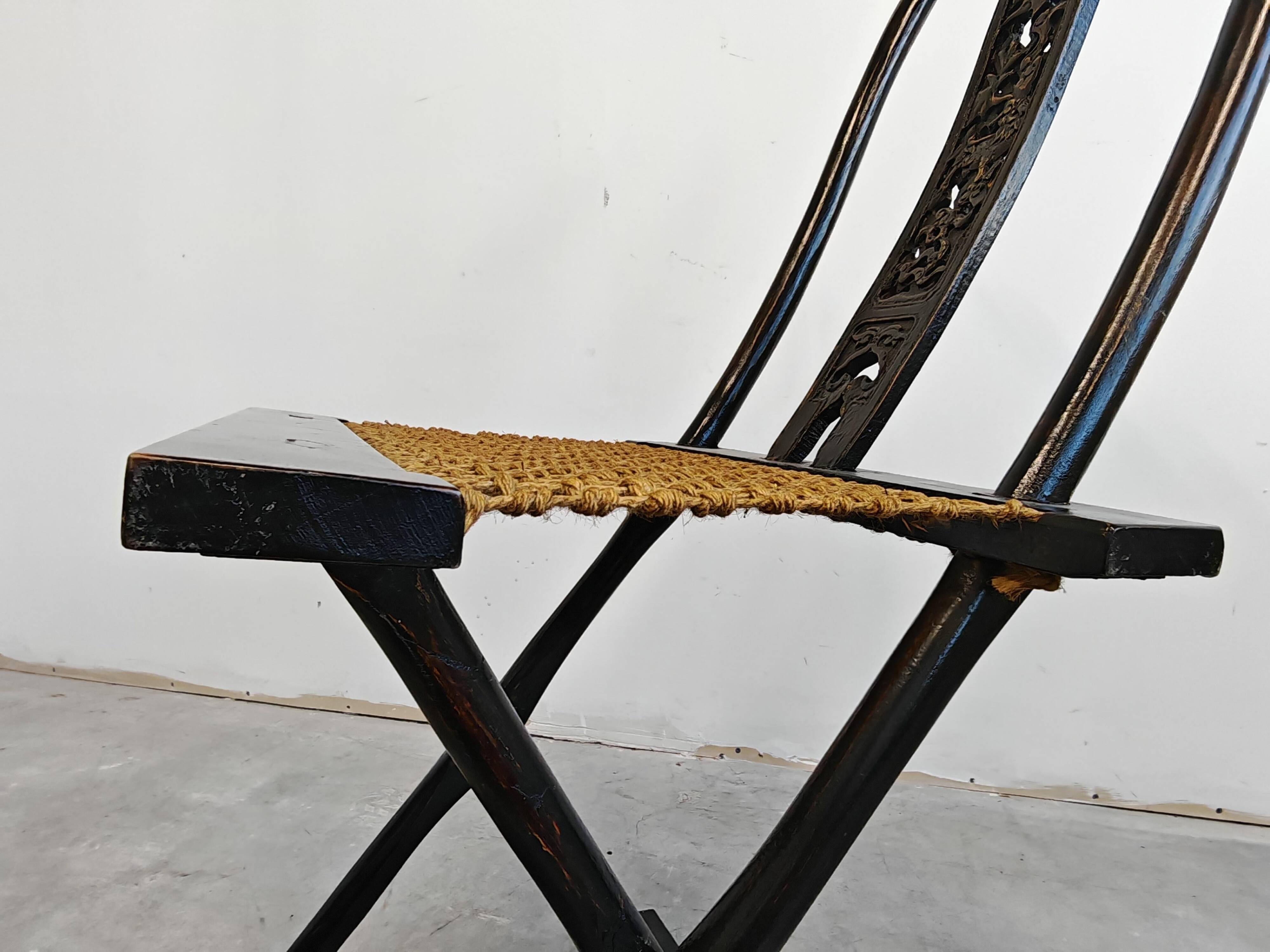 Pair of antique folding chairs Mare, China, circa 1880