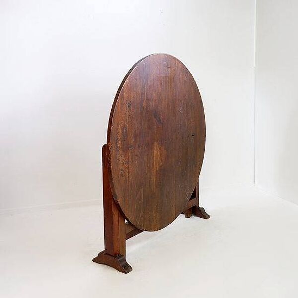 Table de vigneron pliable en chêne massif - Ø 110,5cm