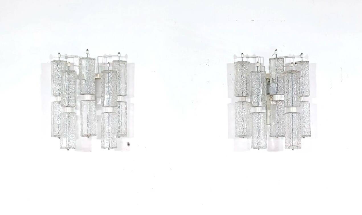 Paolo Venini pair of Murano glass wall lights, Italy 1960s