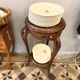 Art Nouveau wooden and marble stool