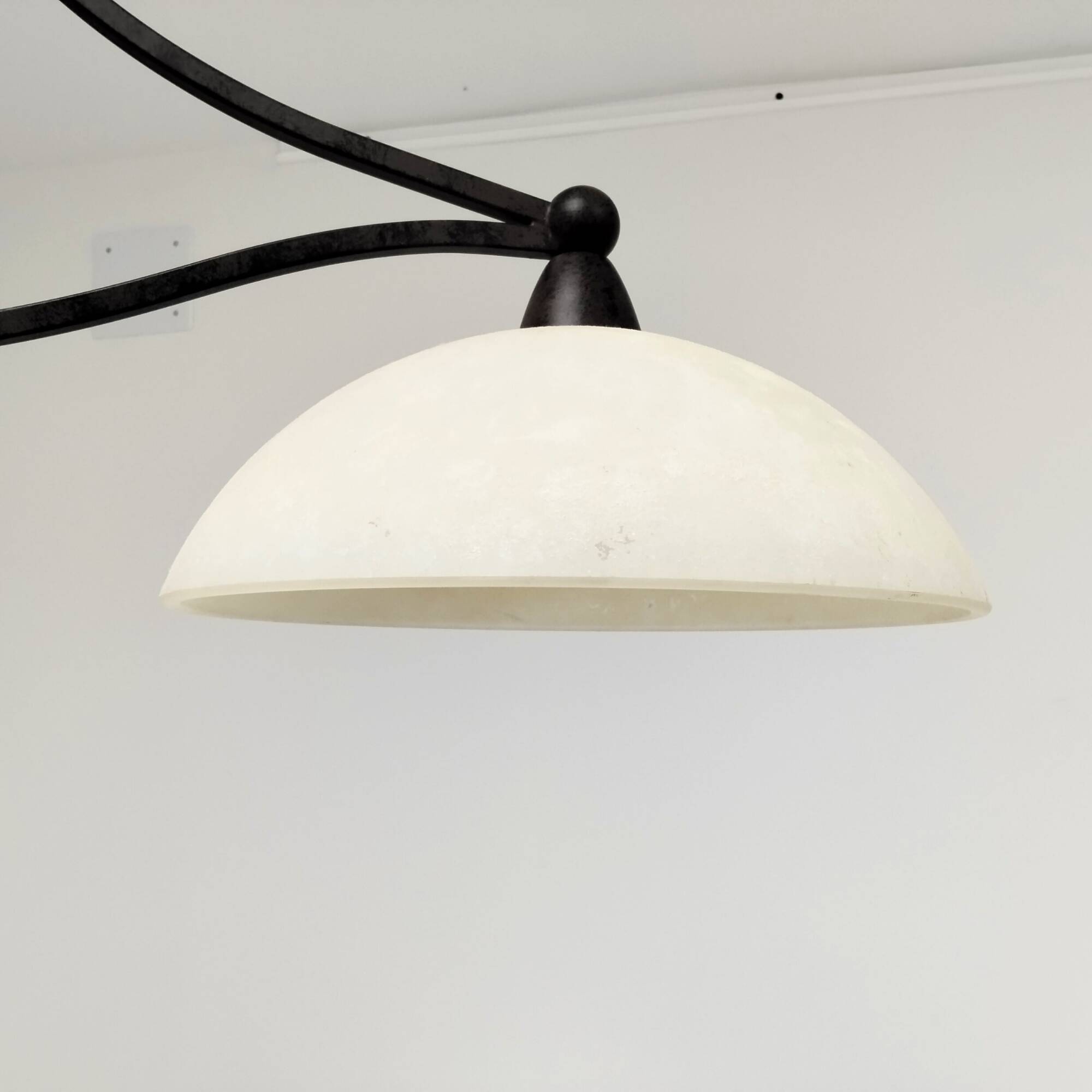 Billiard pendant light with double opaline lampshade