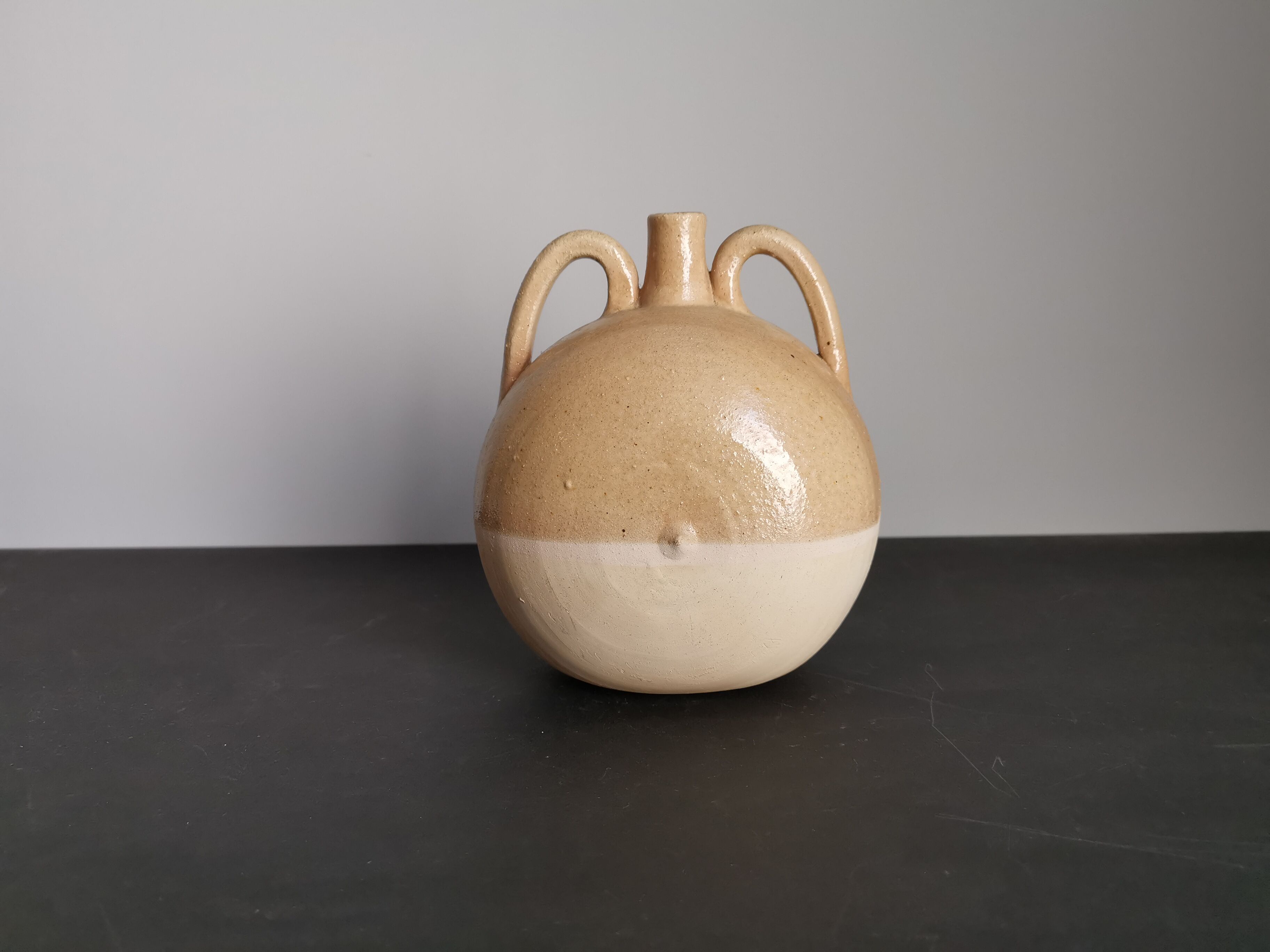 French soliflore vase in enamelled sandstone / signature / French ceramics / artisanal work