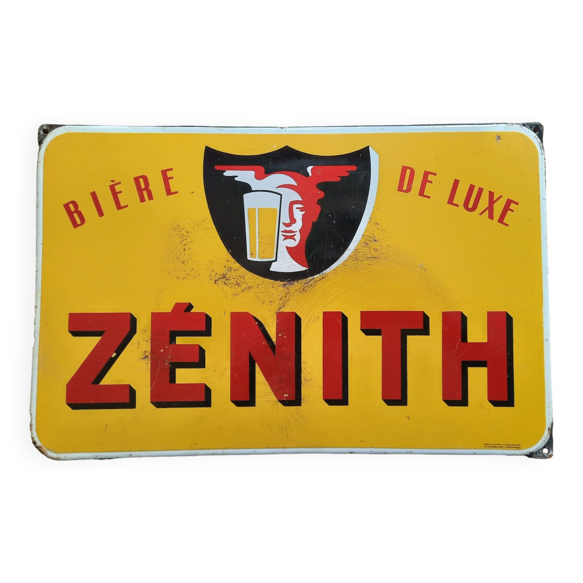 Ancienne plaque émaillée "Zénith bière de luxe" 38x58cm 50's