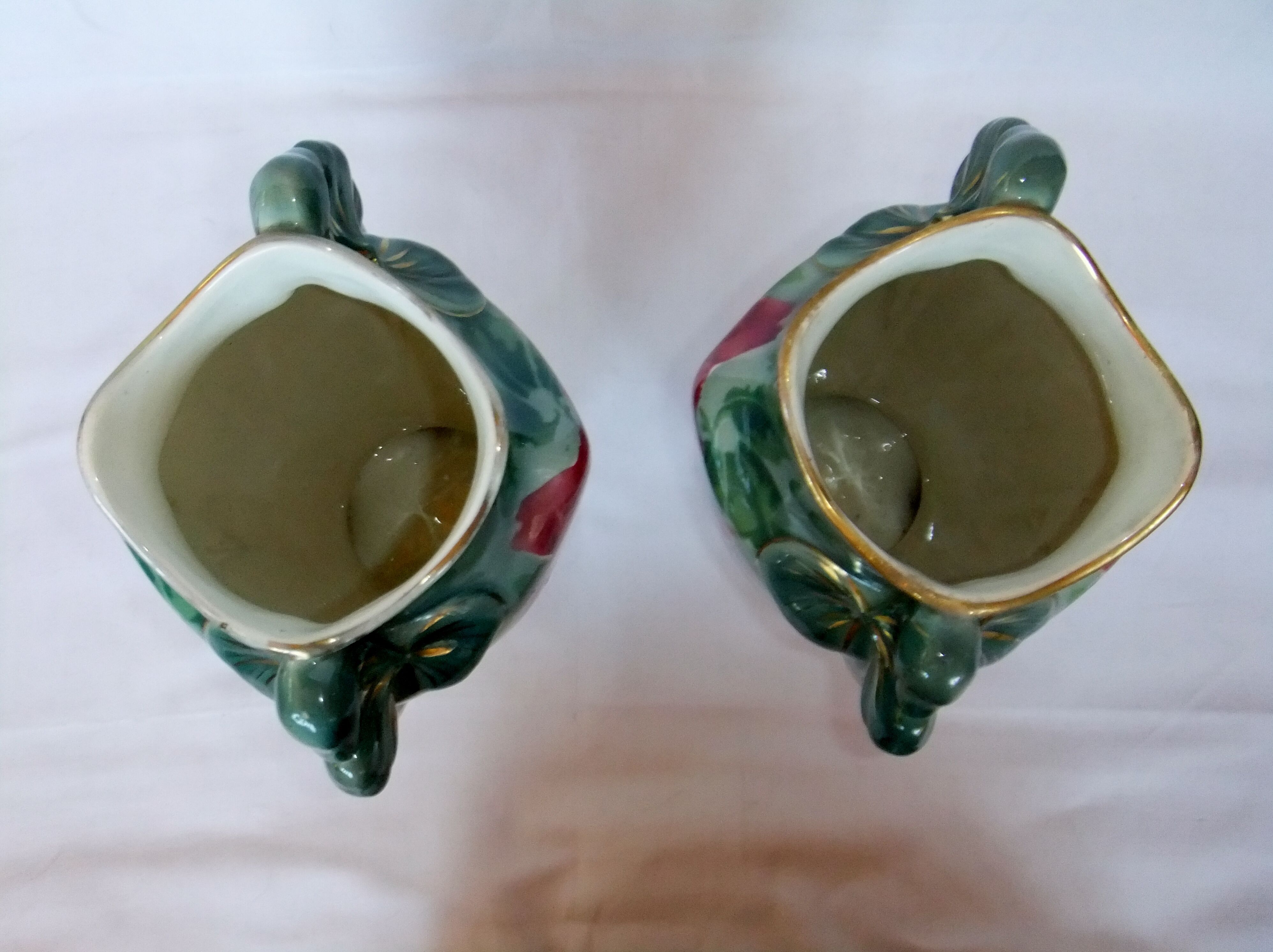 Vase art new pair KG Lunéville gilding decoration flower pink soliflore tulip tree