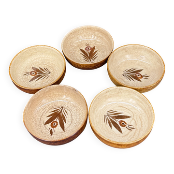 Set of 5 antique bowls signed Faïence de Quimper