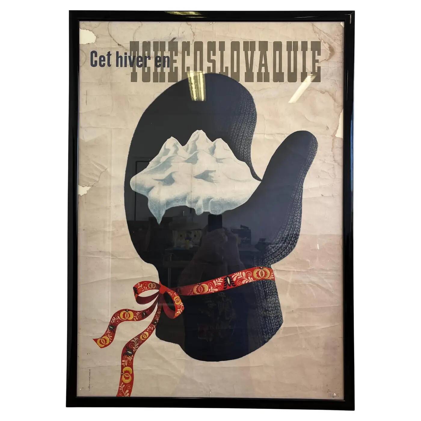 Original French travel poster / winter - Czechoslovakia / around 1940s