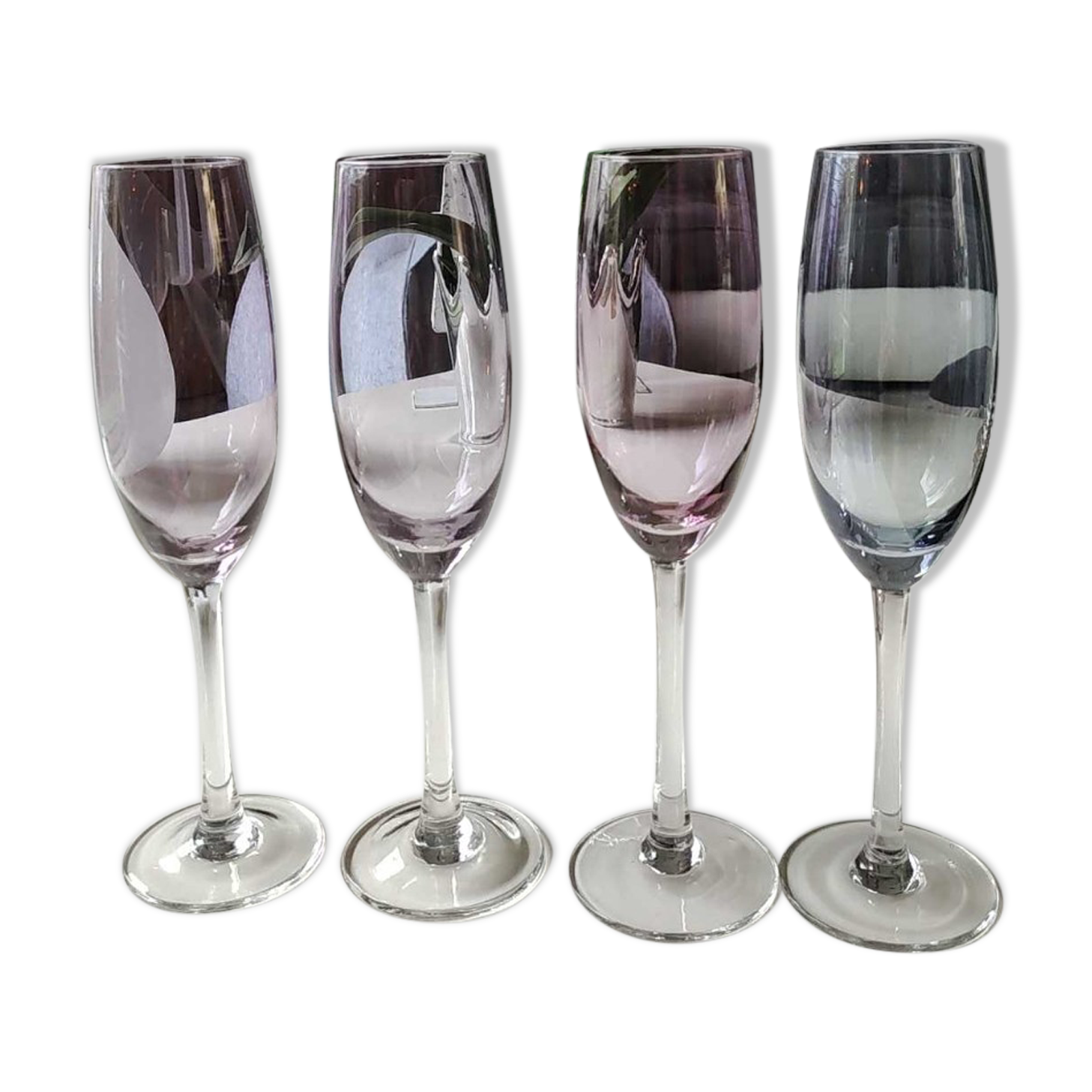 Lot 4 multicolored champagne flutes