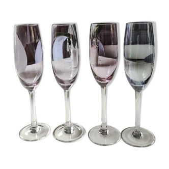 Lot 4 multicolored champagne flutes