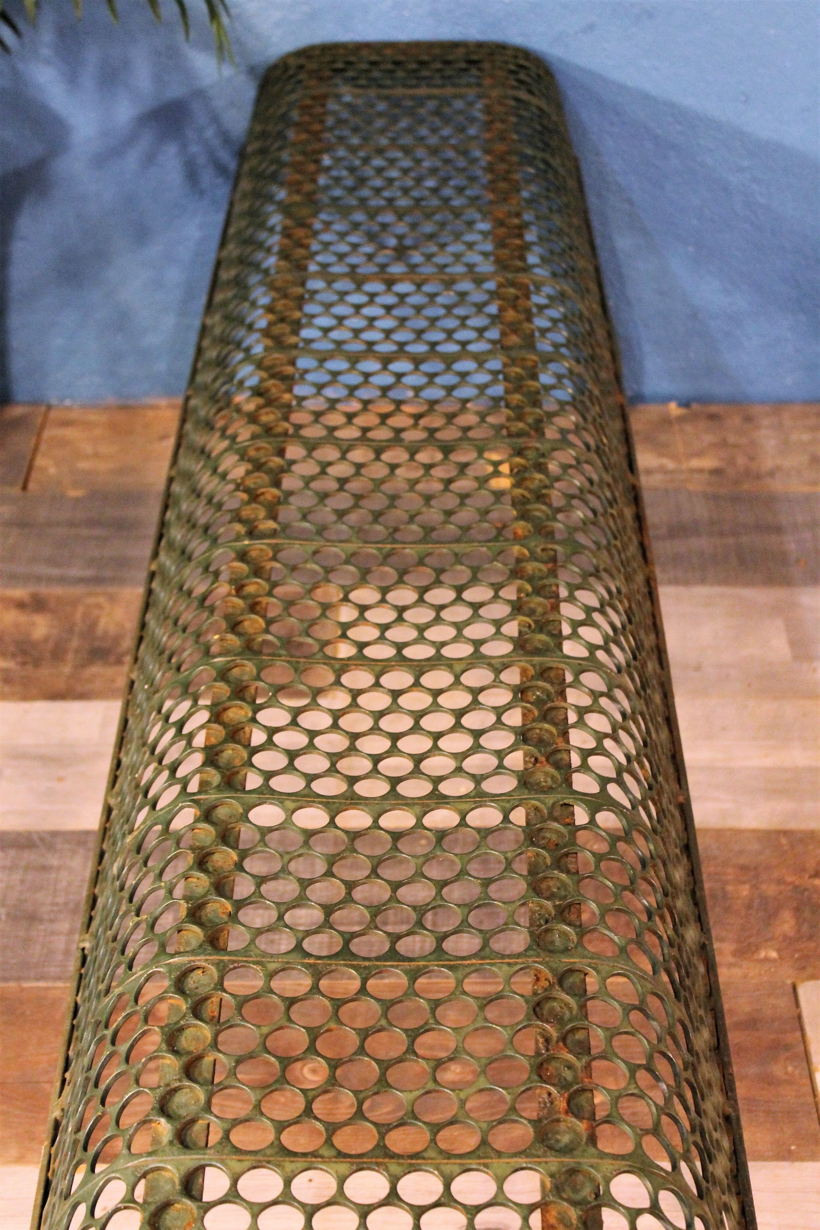 1950s perforated metal bench