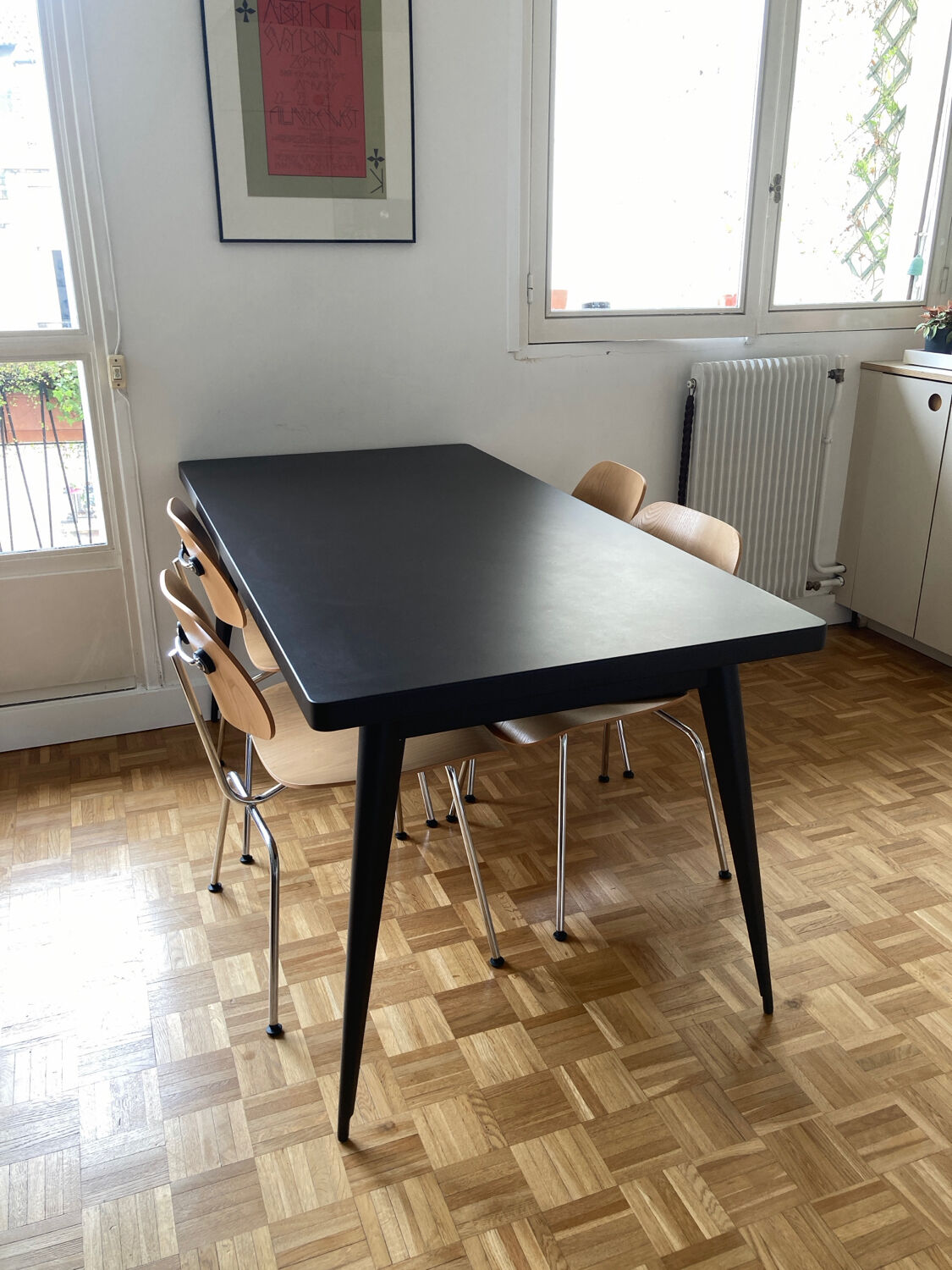 Tolix dining table 55 160 chocolate