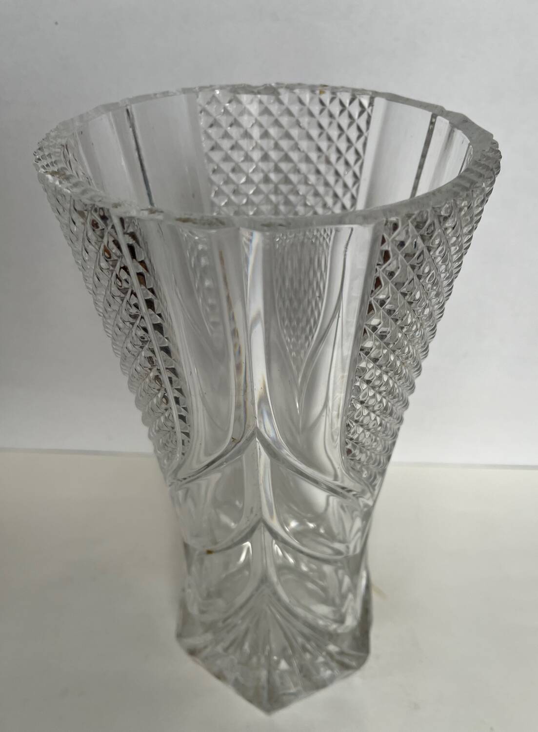 Large molded crystal vase