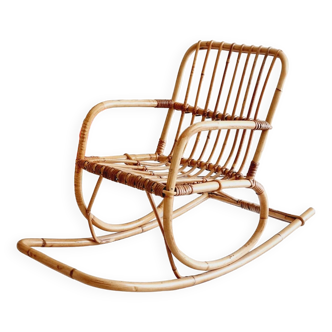 Rocking-chair, fauteuil à bascule enfant en rotin