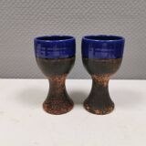 Two mugs in partially blue-glazed ceramic, from Seilast Wisby Sweden