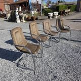 4 Cidue armchairs in chrome metal from the 70s