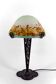 Wrought Iron Mushroom Lamp with Blown Glass Shade, 1920