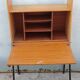 Vintage light oak secretary desk with metal base
