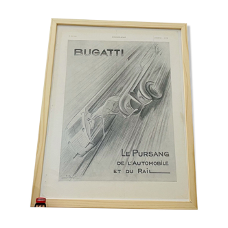 Bugatti car illustration - vintage 1930 - 30x40cm