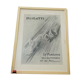 Bugatti illustration voiture - vintage 1930 - 30x40cm