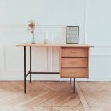 Renovated vintage modernist desk, metal & oak, 1950s/60s