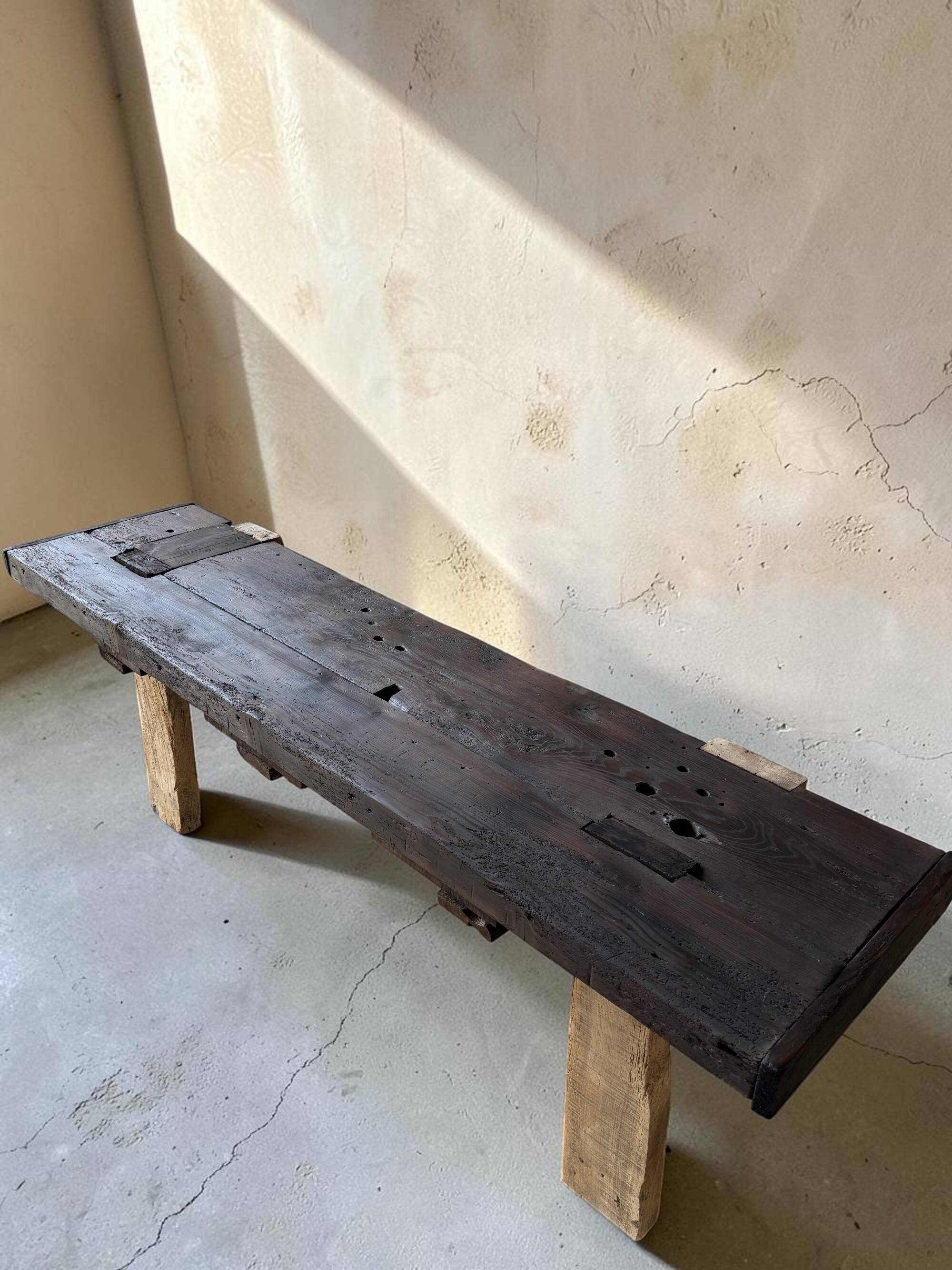 Restored antique solid oak workbench — XXL Console