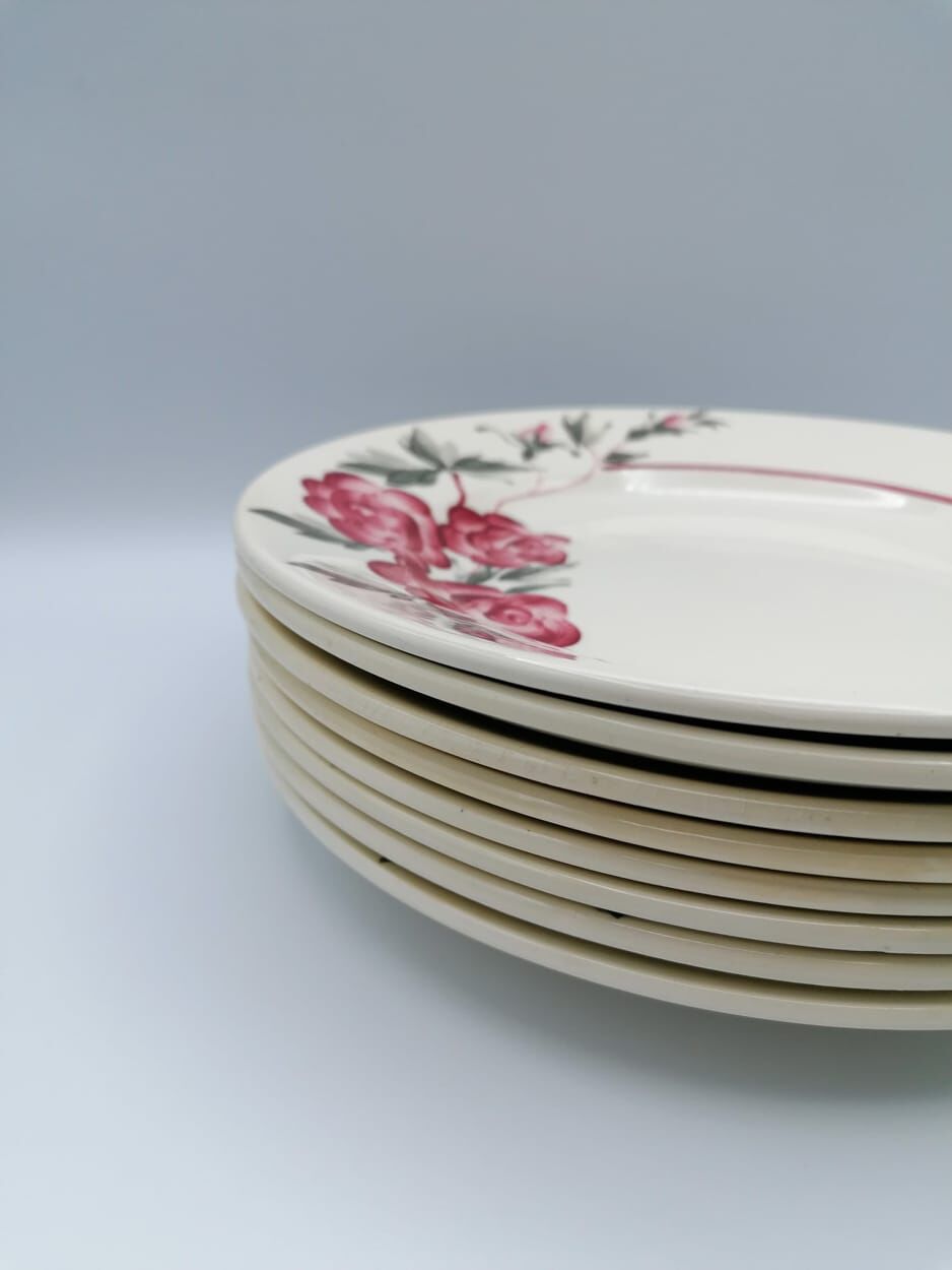 Rosy Sarreguemines Plate Set