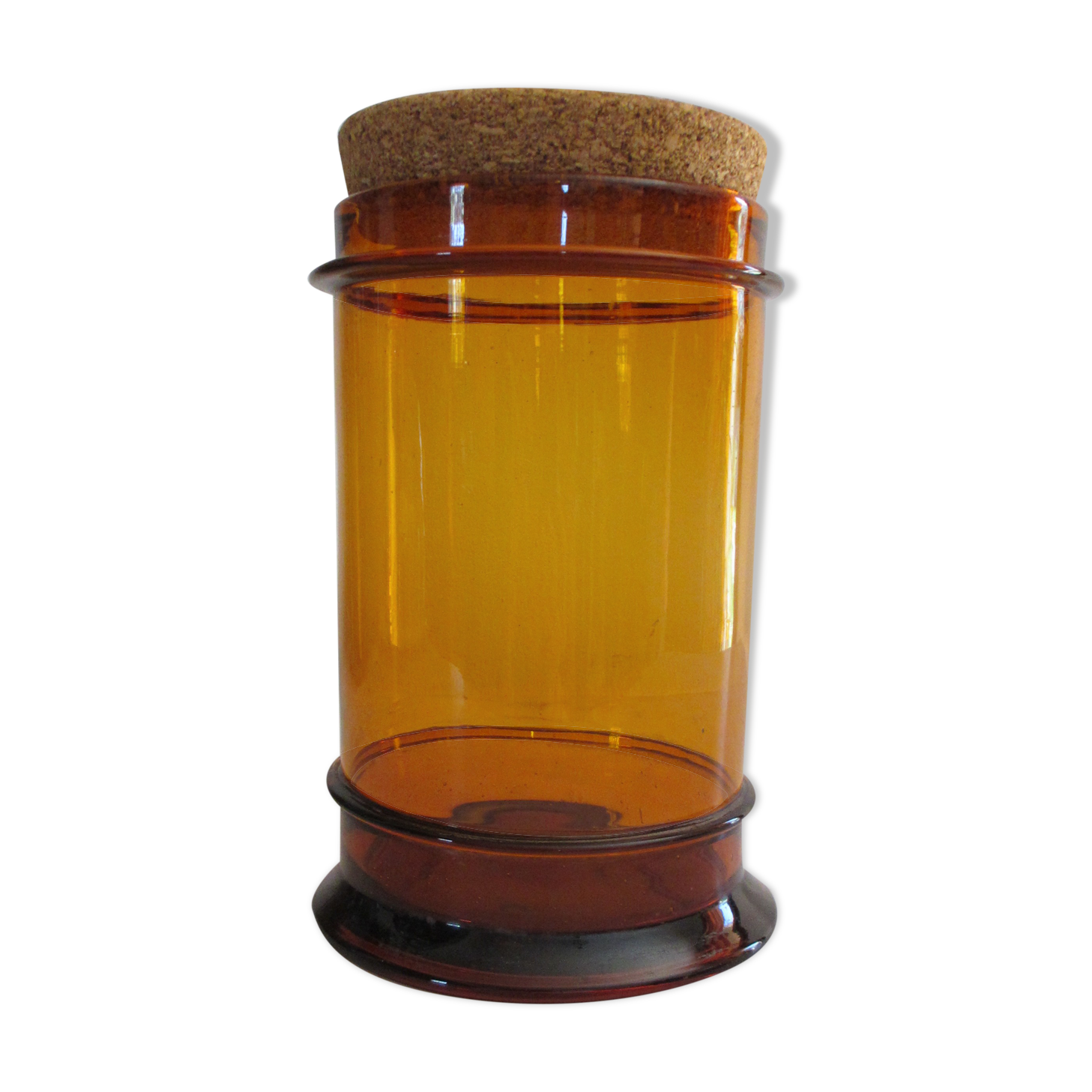 Bocal en verre ambré de pharmacie
