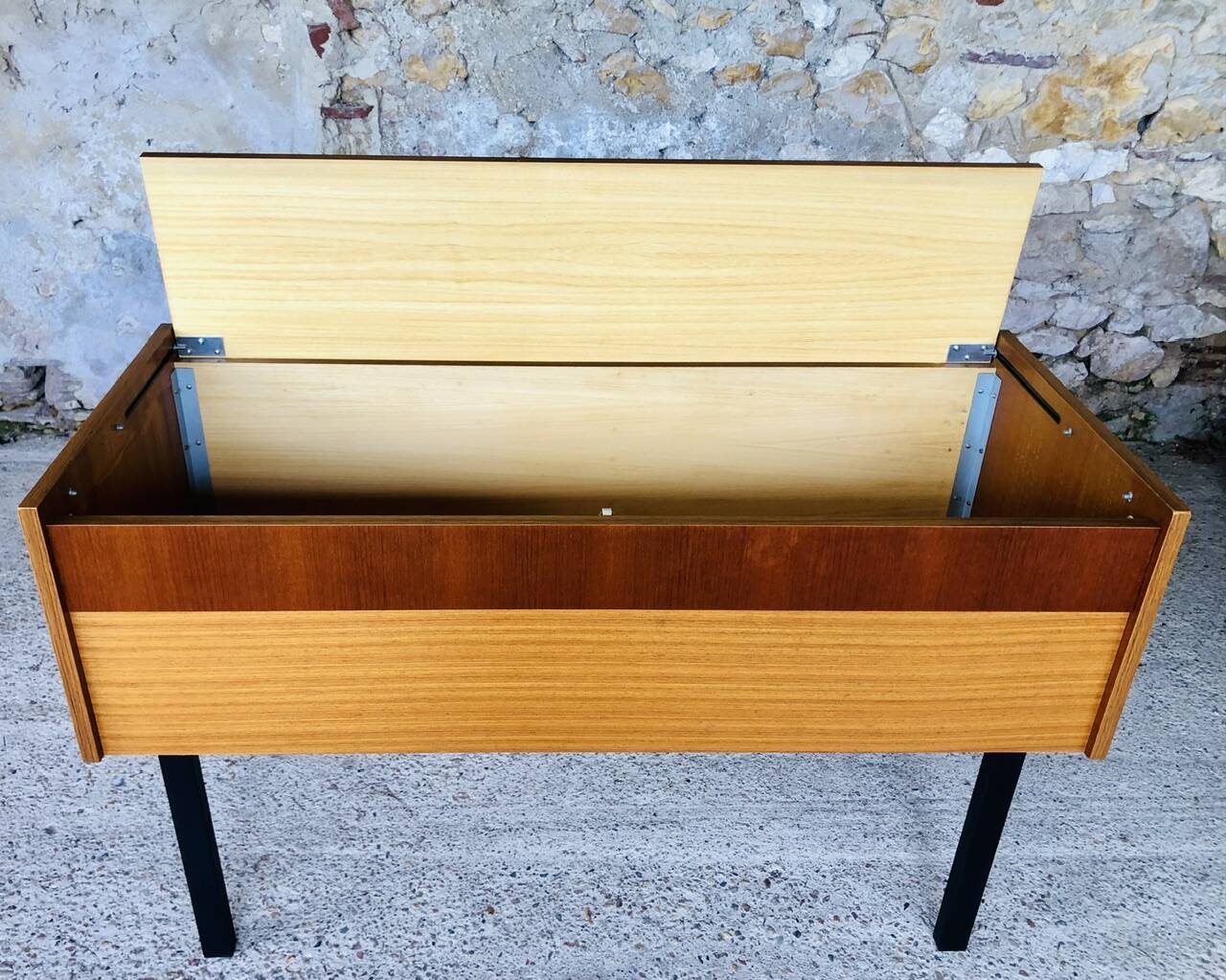 Teak storage unit with metal legs Circa 70's