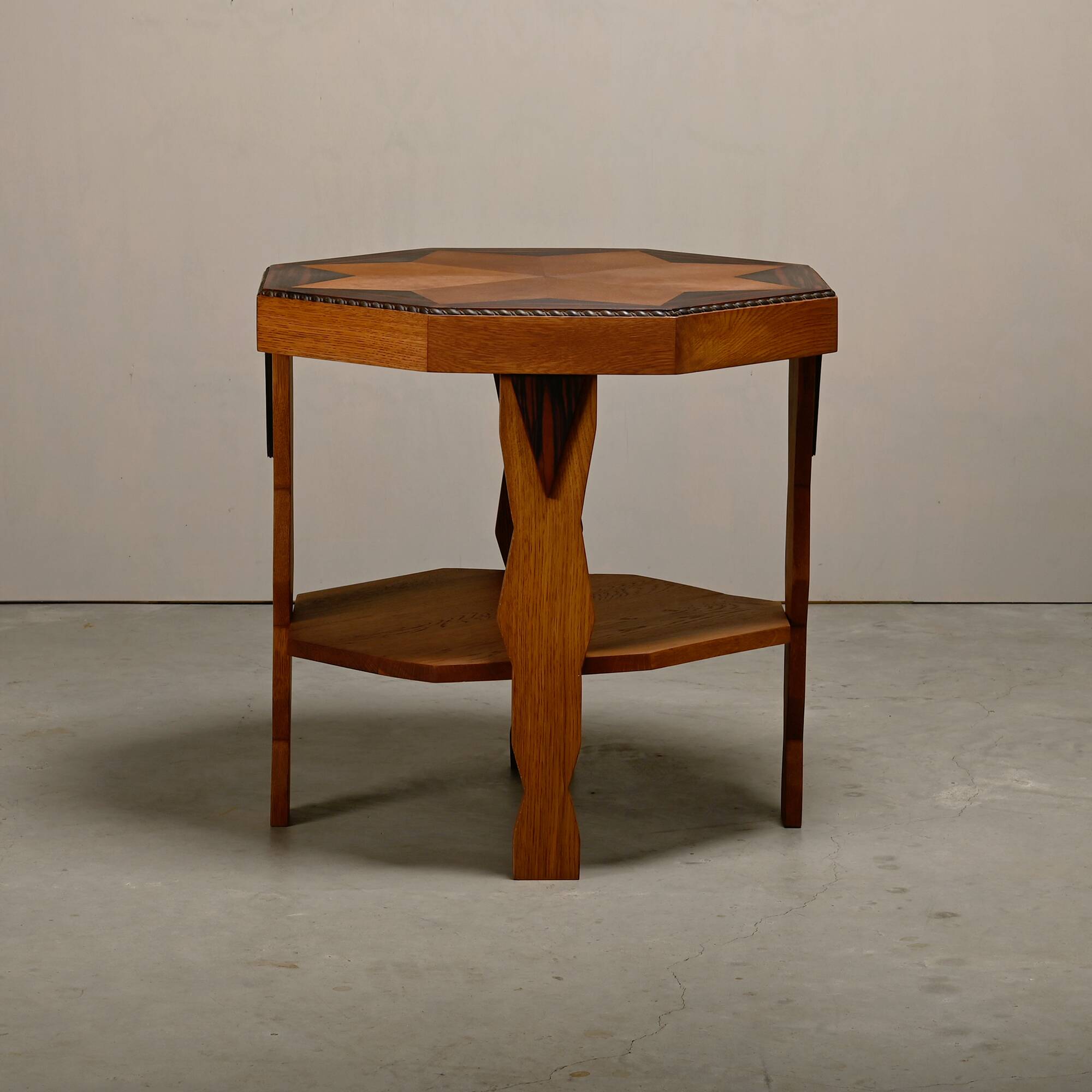 Dutch Art Deco Amsterdam School side table in solid oak, 1930s