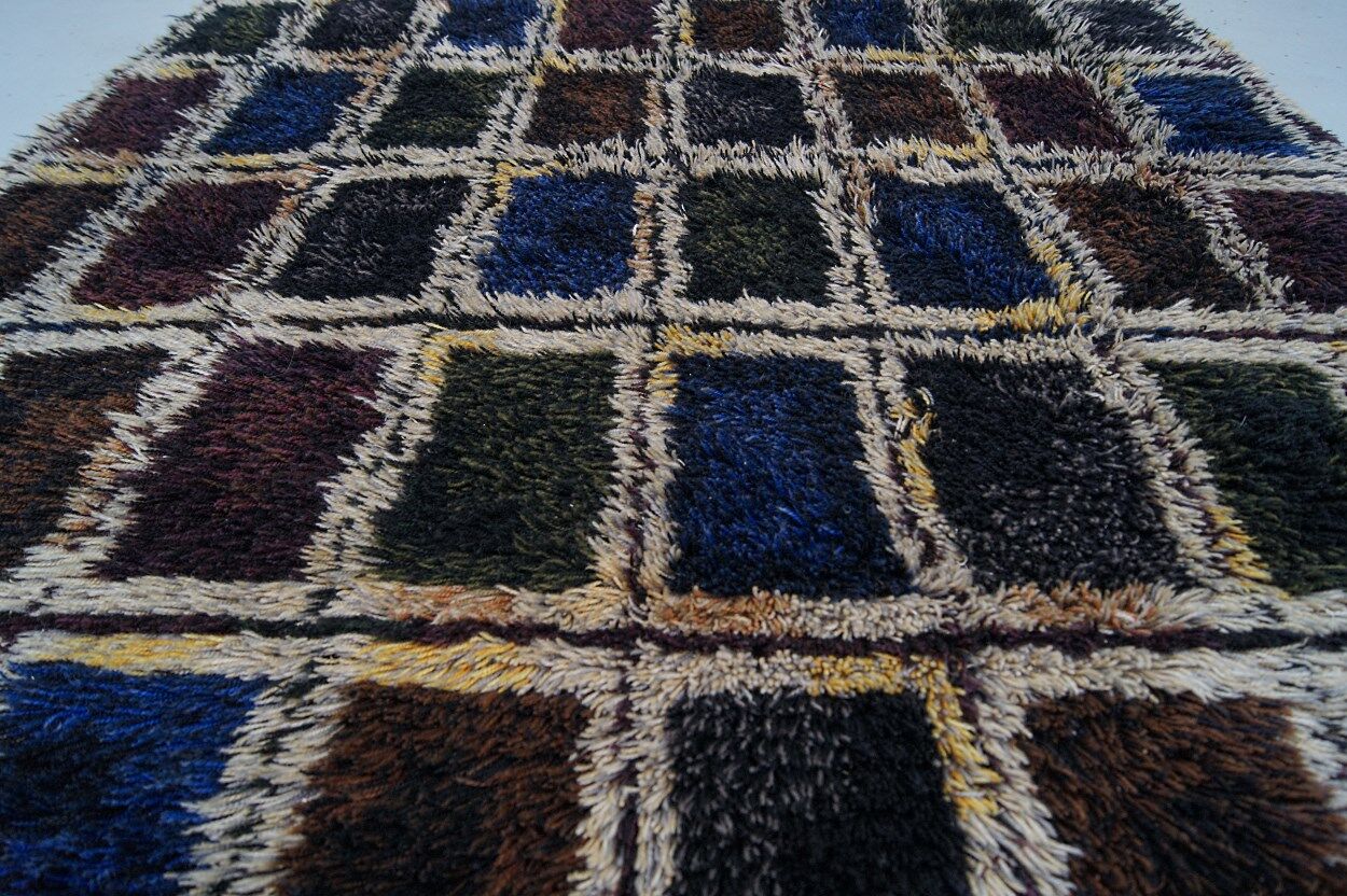 Large Scandinavian handmade Rya Rug, 1960s, 210x140 cm
