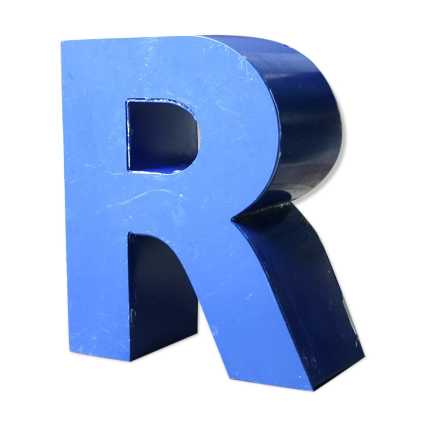 Vintage blue sign letter R