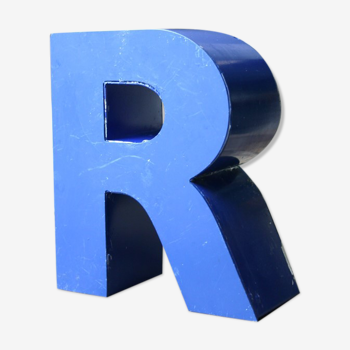 Lettre d'enseigne vintage bleue R