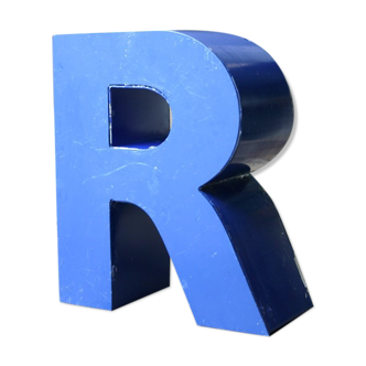 Vintage blue sign letter R