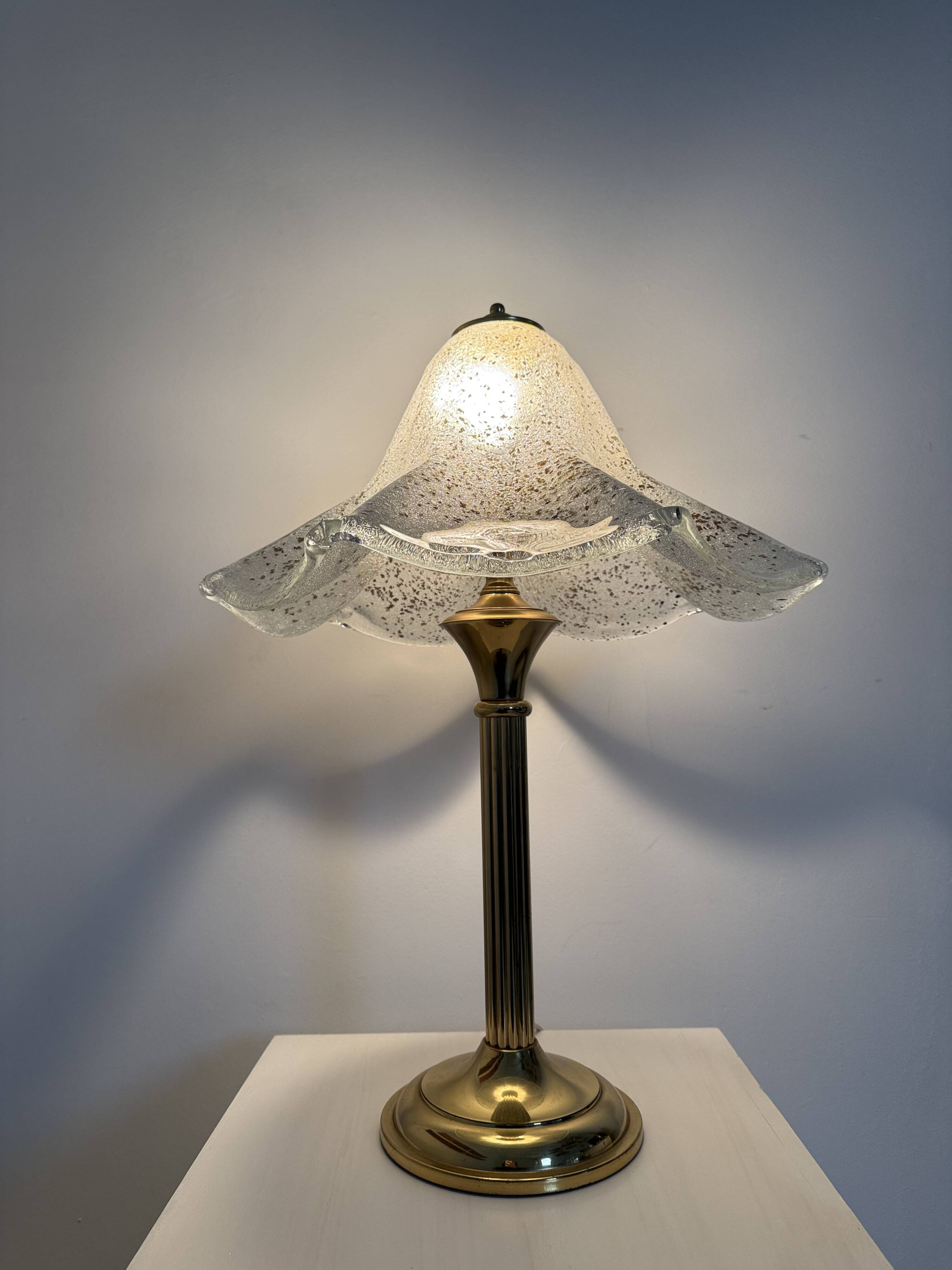 Mid century glass table lamp , 1970s