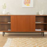 Classic sideboard by Lothar Wegner, 1960s, teak veneer, glass sliding door