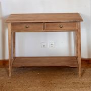 Old solid wood console with 2 drawers.