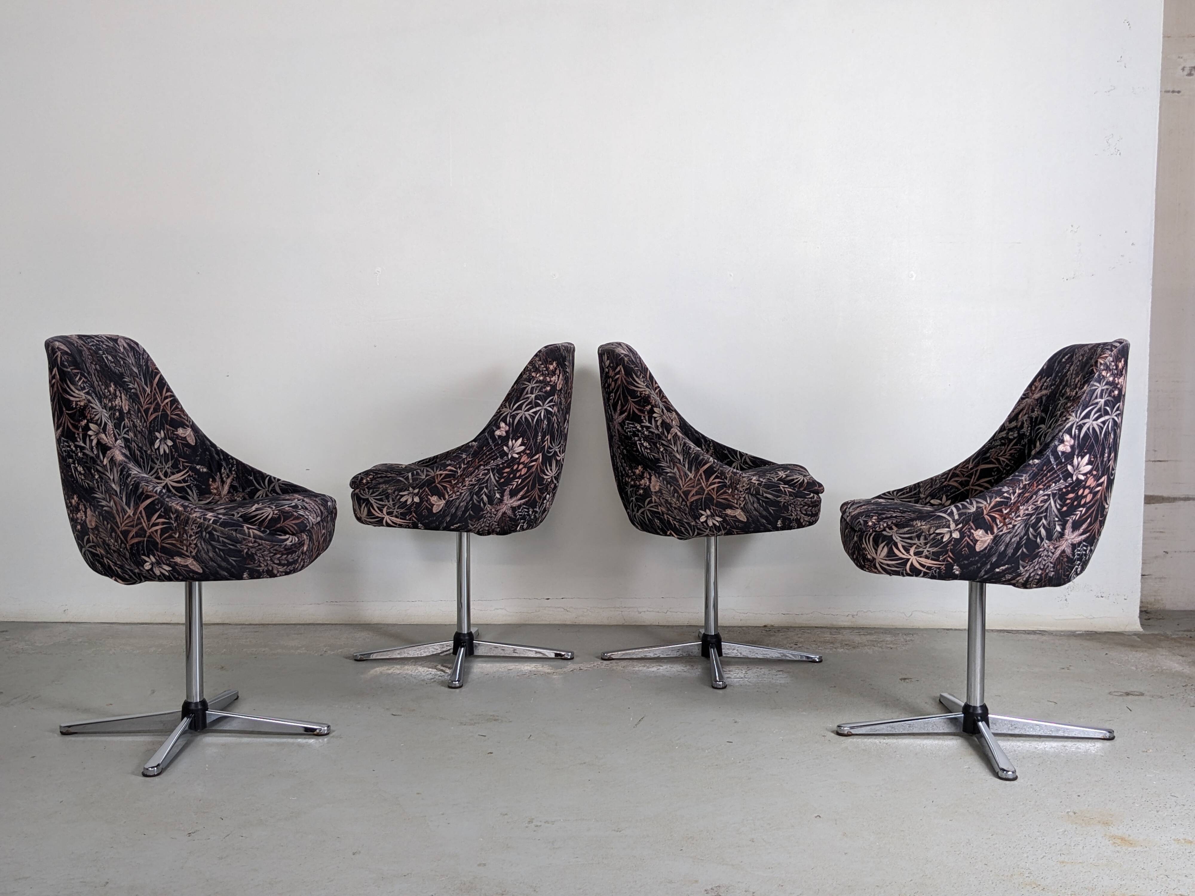 Set of 4 vintage swivel shell chairs - 1970s