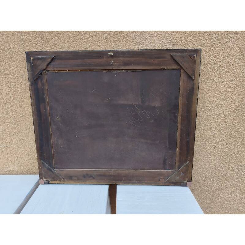 Black lacquered wood mirror "originally punctured"