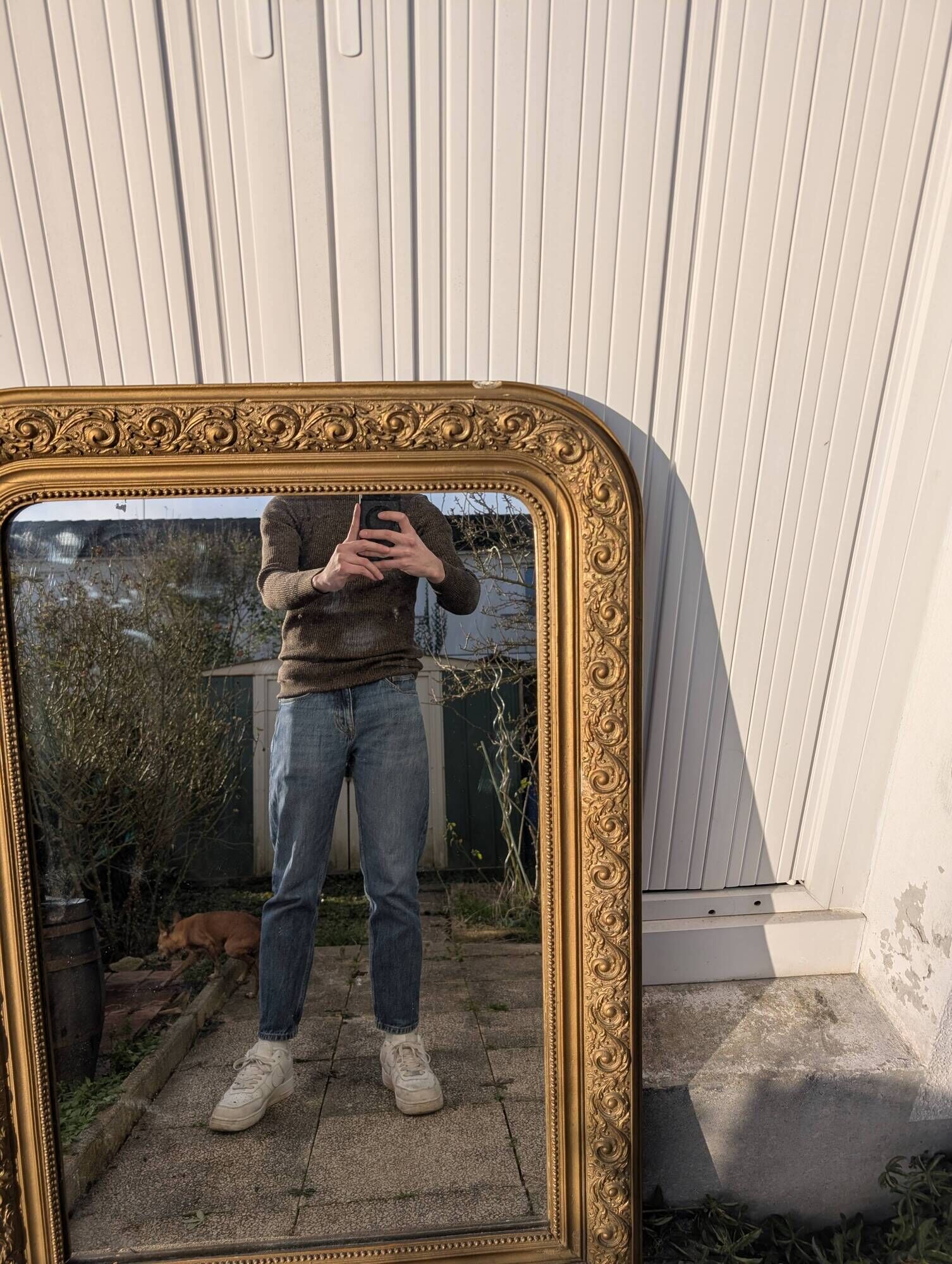 Louis Philippe Mirror 104x73 Wood and Gilded Stucco with Baroque Decor Late 19th Century