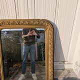 Louis Philippe Mirror 104x73 Wood and Gilded Stucco with Baroque Decor Late 19th Century