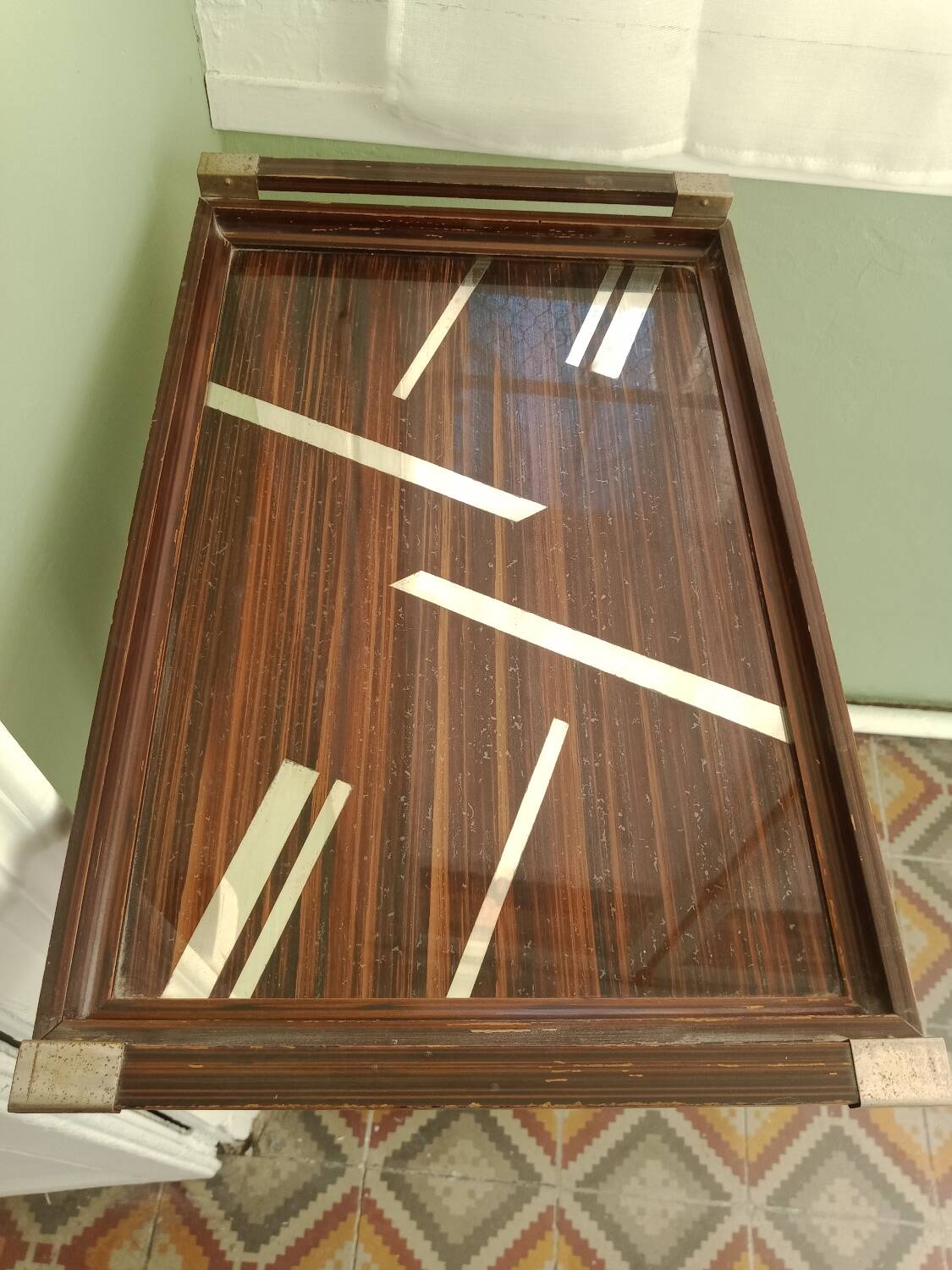 Plateau en bois art déco
