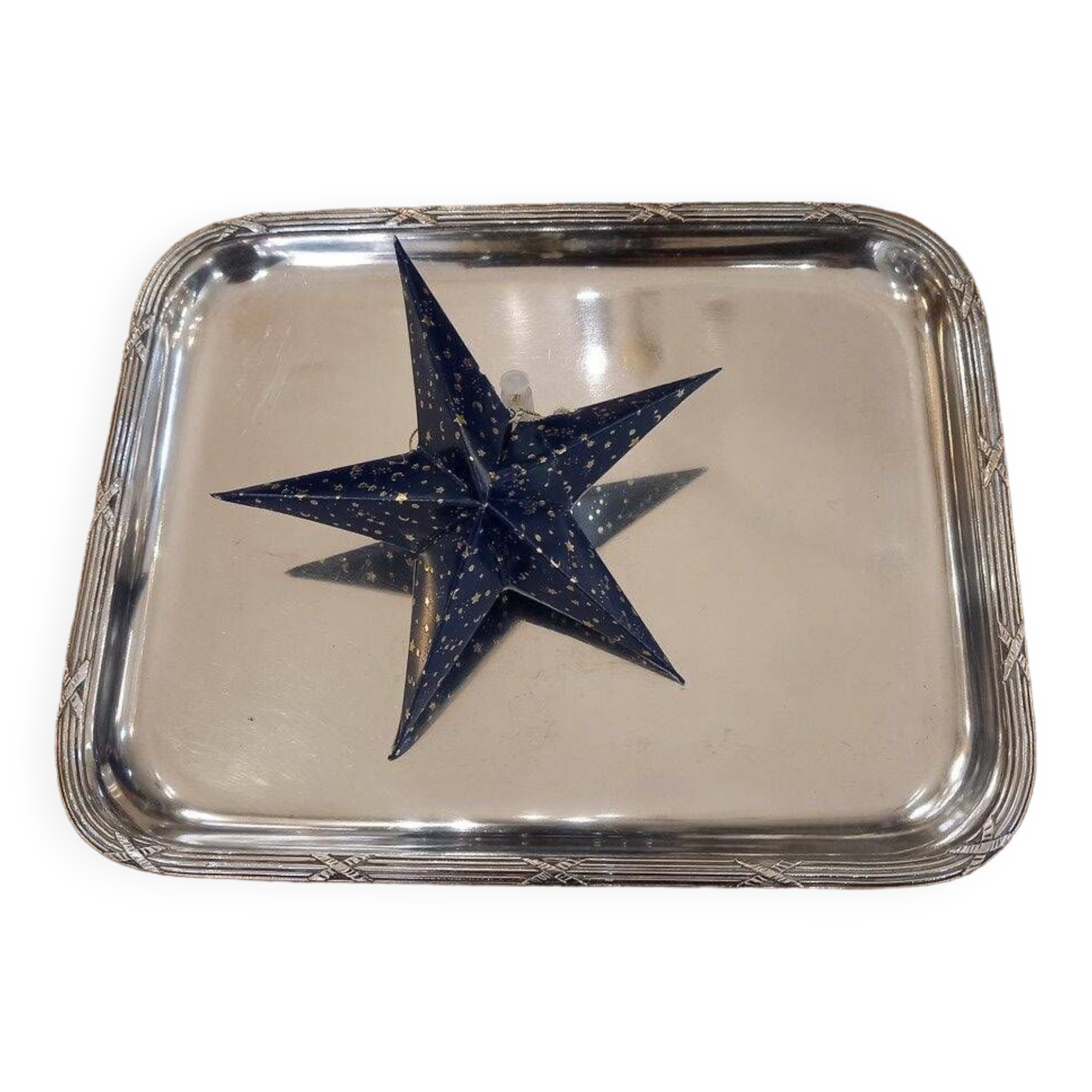 Small silver metal tray