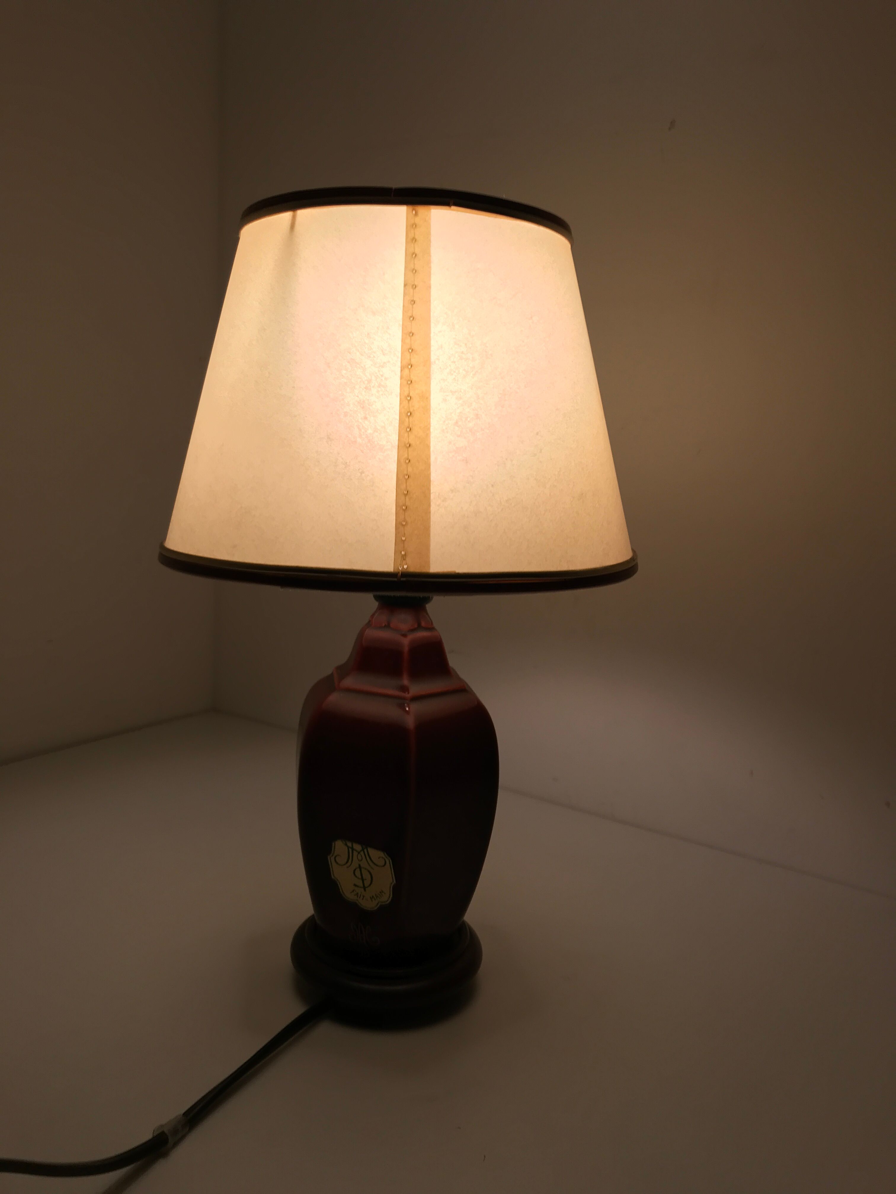 Old ceramic and wood bedside lamp