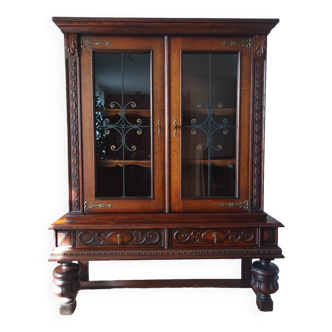 20th century oak display cabinet