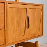Rival 2 bay teak wall unit with 3 cabinets and 5 shelves by Brodrene Jatogs Norway, Kjell Riise, 196